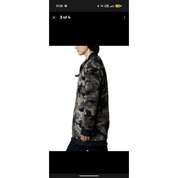 Columbia Coat Women’s XL Bundle Up Printed Fleece Black Gray Camo Pockets Gorp - Picture 9 of 10